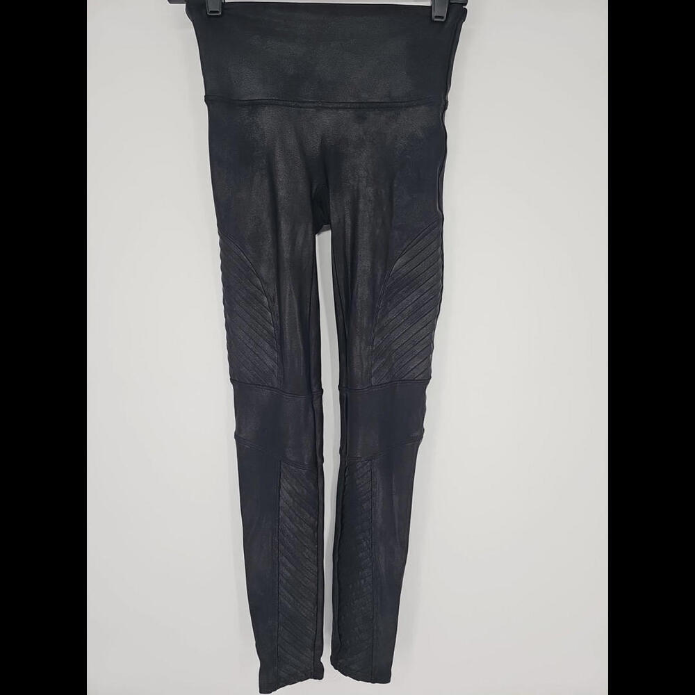 Spanx Faux Leather Moto Leggings Chic Women's Size M Classic